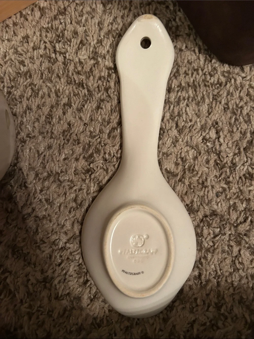 Pfaltzgraff White Ceramic Spoon Rest with Pink Rose